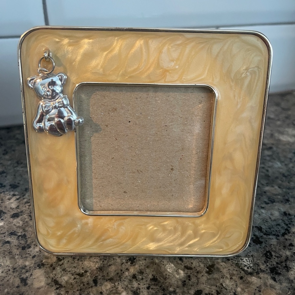 Charming Photo Frame with Silver Bear Accent